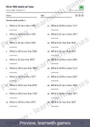 Preview of page 31: 10 or 100 more or less: worksheet A