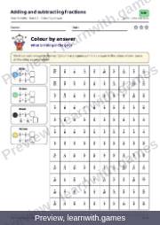Preview of page 39: Adding and subtracting fractions: Colour by answer