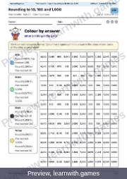 Preview: Rounding to 10, 100 and 1,000 file, page 1: color by answer