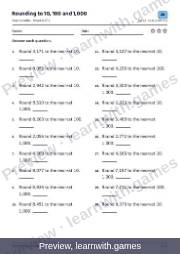 Preview: Rounding to 10, 100 and 1,000 file, page 5: worksheet A