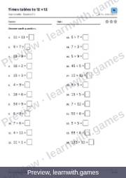 Preview of page 15: Times tables to 12 × 12: worksheet A