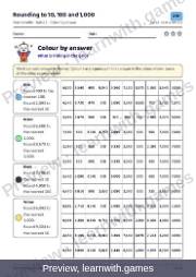Preview of page 19: Rounding to 10, 100 and 1,000: Colour by answer