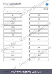 Preview of page 31: Roman numerals to 100: worksheet A