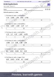 Preview: Ordering decimals file, page 1: worksheet A