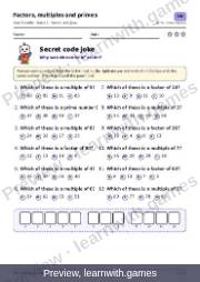 Preview of page 11: Factors, multiples and primes: Secret code joke