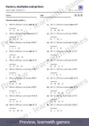 Preview of page 12: Factors, multiples and primes: worksheet A