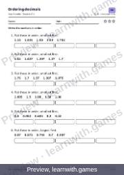Preview of page 31: Ordering decimals: worksheet A