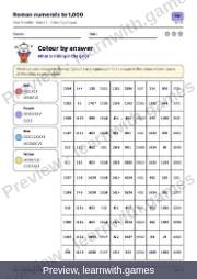 Preview of page 46: Roman numerals to 1,000: Colour by answer
