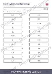 Preview: Fractions, decimals and percentages file, page 5: worksheet A