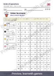 Preview of page 11: Order of operations: Colour by answer