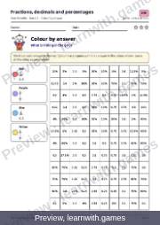 Preview of page 19: Fractions, decimals and percentages: Colour by answer