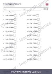 Preview of page 31: Percentages of amounts: worksheet A