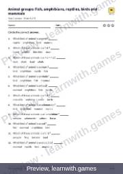 Preview: Animal groups: fish, amphibians, reptiles, birds and mammals file, page 4: worksheet A
