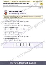 Preview: Everyday materials: what is it made of? file, page 1: secret code joke