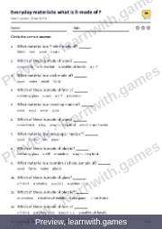 Preview: Everyday materials: what is it made of? file, page 4: worksheet A